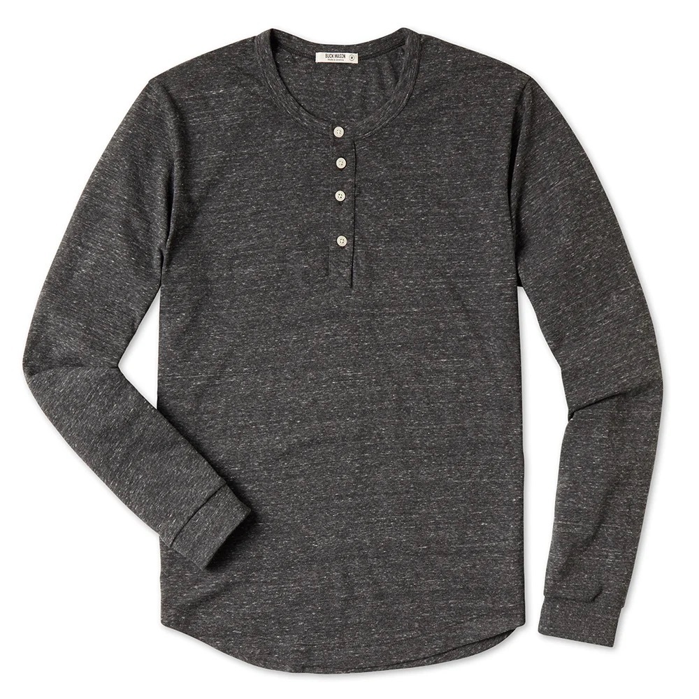Buck Mason Charcoal Long Sleeve Henley